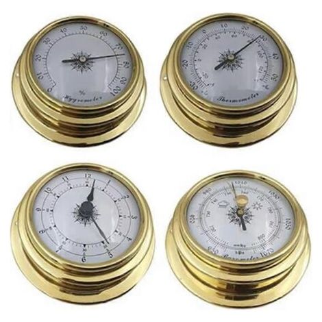 4-teiliges Set für Boote: Barometer, Uhr, Thermometer und Hygrometer. Wetterstation (1/5)