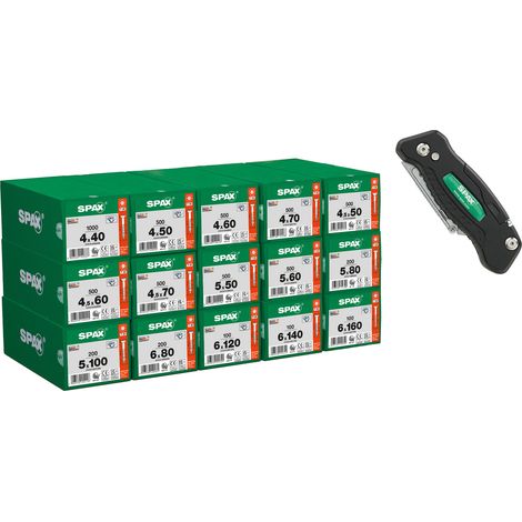 Spax – Coffret de 5900 vis à filetage partiel – 15 tailles – Tête MULTI pour enfoncement affleurant – Environnement sans chrome VI – 8000000294587