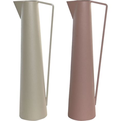 DKD Home Decor Vase Beige Rose Fer 15x11x45 cm 2 Unités (1/2)