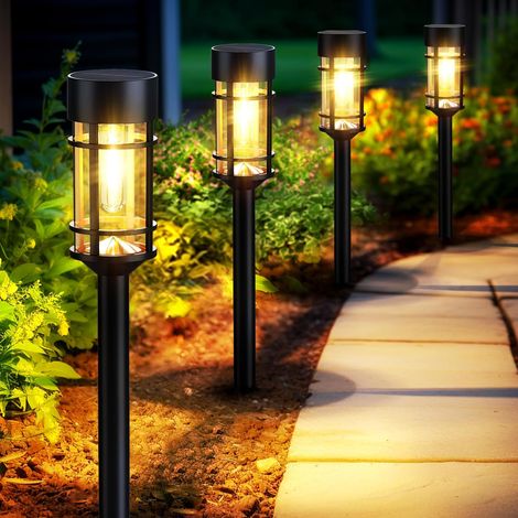 8er-Set Solar-Wegeleuchten – Wasserdichte LED-Solar-Außenbeleuchtung – Gartenleuchten aus Glas und Metall für Wege, Landschaftsgestaltung und Rasenflächen – 3000 K (1/4)