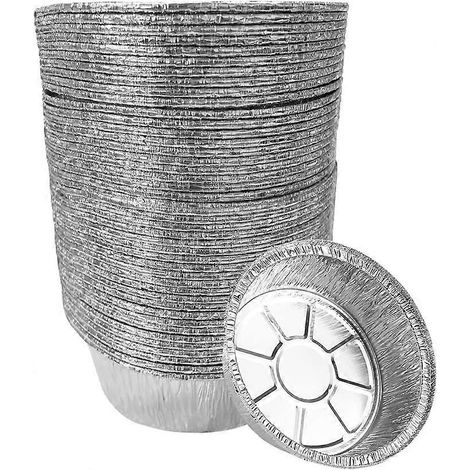 Packung mit 50 runden, antihaftbeschichteten Einweg-Aluminiumfolienblättern für Heißluftfritteusen, ölbeständig und kompatibel mit Dampfgareinsätzen, Schnellkochtöpfen und Grills. (1/5)