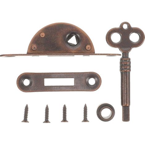 Serrures pour placards, serrure de tiroir demi-ronde antique pour meubles, marron clair, mécanisme de verrouillage sécurisé, 1 lot (1/5)