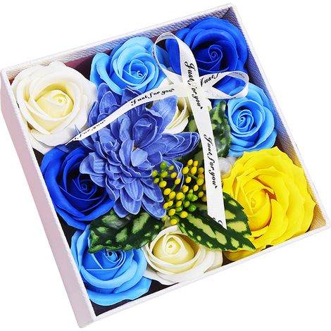 Rosa de jabón perfumada y eterna con tarjeta de felicitación y caja de regalo (rosa roja). (1/5)