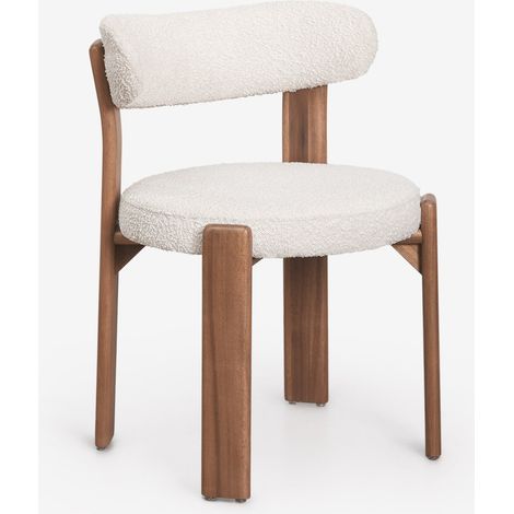 Silla de comedor en madera de acacia y tela bouclé Milos SKLUM        (1/5)