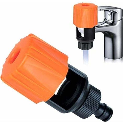 Adaptateur universel robinet cuisine/salle de bain vers tuyau d’arrosage – laiton chromé, filetage 22 mm / 24 mm, lot de 2 (1/4)