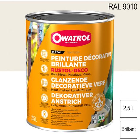 Owatrol-RUSTOL DECO BRILLANT-Peinture antirouille décorative-Blanc pur (RAL 9010) 2.5 litres (1/5)