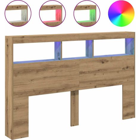 Maison Exclusive - Cabecero de cama con LED roble artesanal 160x1