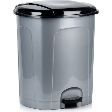 Papelera de plástico con pedal, gris, 50 l (1/5)