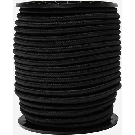 Werka Pro – Tendeur élastique noir 8mm x 50 mètres – Caoutchouc et polypropylène – Résistant aux UV – Pour bâches et housses