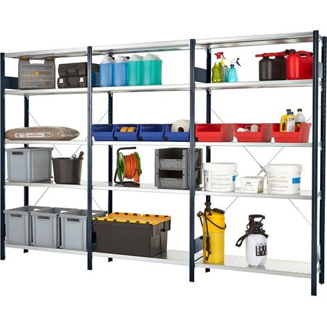 PROVOST - Rayonnage Prospace+ galvanisé - Tablettes acier, 5 places, 94 cm (longueur utile) x 40 cm (profondeur) x 200 cm (hauteur)