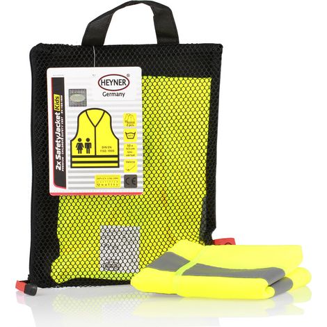 HEYNER® Warnweste Kinder 2er Set Leuchtend Gelb Reflektorweste Größe XS-S Geprüft & Zertifiziert DIN EN 1150:1999 Universal