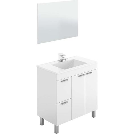 Mueble con lavabo PMMA y espejo Marta en acabado blanco. 80 cm(alto)80 cm(ancho)45 cm(largo) (1/5)