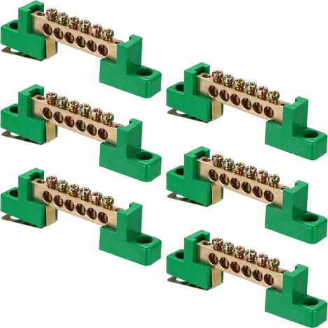 6 Pcs Barre De Mise À La Terre Bornier De Mise À La Terre Vert Barre De Mise À La Terre En Laiton 6 Positions Bloc De Mise À La Terre Pour Boîte Électrique (1/5)