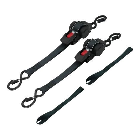 Sangles à cliquet, rétractables automatiquement, conception robuste, 2pcs noir (1/2)
