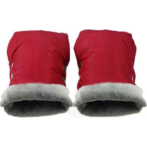 Gants imperméables pour poussette, couvre-accoudoirs chauds, rouge vif (1/2)