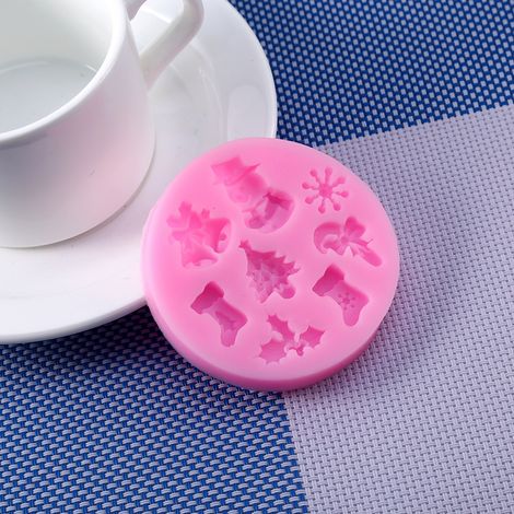 Weihnachtliche Silikonform für Kuchen, Schokolade, Gebäck und Zuckerdekorationen, 6-teilig, wiederverwendbar, antihaftbeschichtet, heiß (1/5)