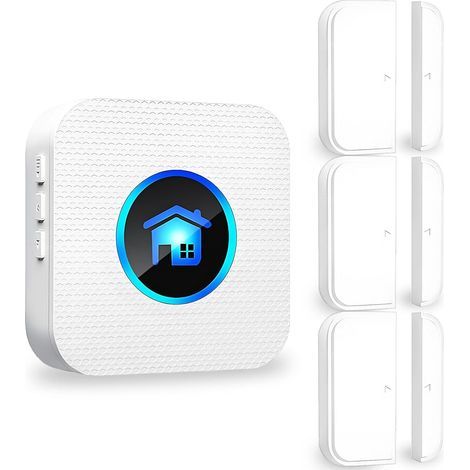 Sonnette sans fil – Étanche – LED – Portée : 300 m – 55 tonalités – 5 niveaux de volume – 3 capteurs + 1 récepteur – Idéale pour les commerces, les maisons et les entreprises (1/5)