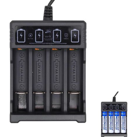 Chargeur Indépendant à 4 Emplacements pour Batteries Rechargeables AA et AAA, Écran LCD Intelligent, Système de Refroidissement Efficace et Sécurité Avancée pour des Recharges Fiables et Sécurisées (1/5)