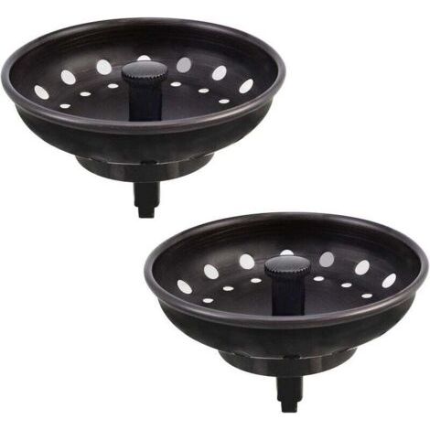 Tappo per lavello americano a testa piatta, nero, in due pezzi, filtro per lavello in acciaio inox, accessori per lo scarico del lavello della cucina