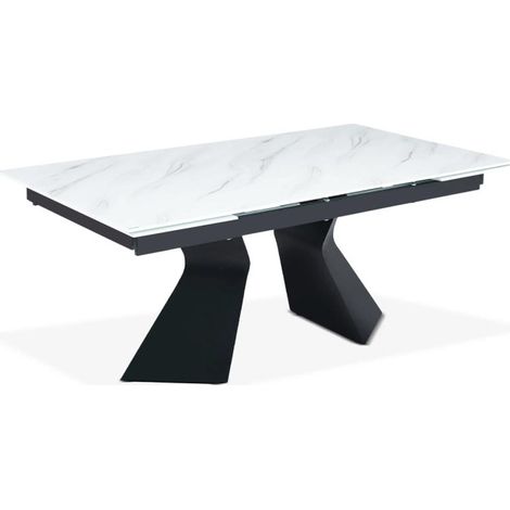 Table à Manger Extensible "Lynda" 180-260cm Blanc & Noir (1/4)