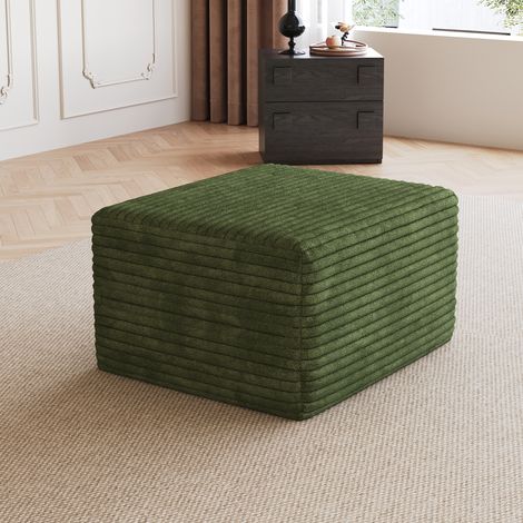Reposapiés de Tela, Asiento de Espuma de Alta Elasticidad, Diseño sin Montaje, Pana Acanalada, Verde (1/5)