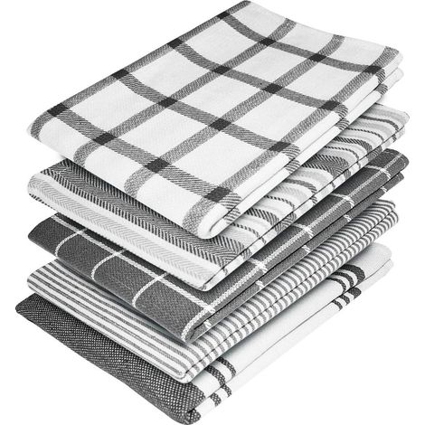 Set mit 5 saugfähigen Küchentüchern aus Baumwolle, 70 x 50 cm (grau)