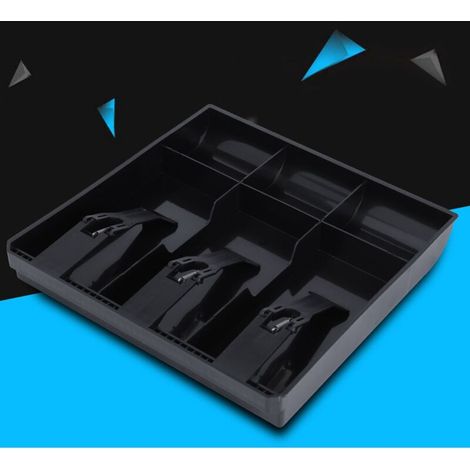 Cassetto per contanti, registratore di cassa, vassoio di ricambio in plastica, 3 banconote e 3 monete, deposito di denaro, cassaforte, cassetto per contanti, organizer [nero] (1/4)