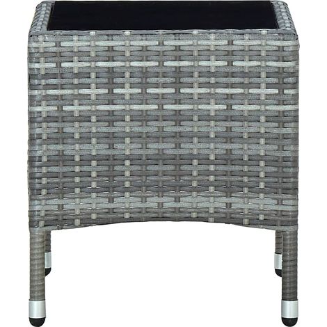 Table de jardin Table d'extérieur Gris 40x40x45 cm Résine tressée (1/5)