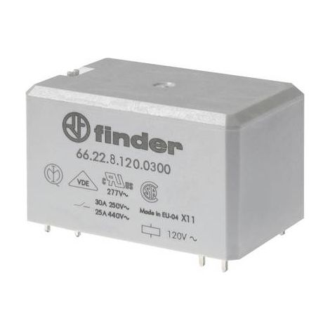 Relais de puissance CI 2NO 30A 24V DC doubles picots AgNi FINDER 662290241300 (1/2)