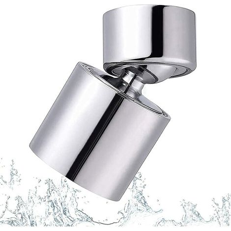 Aérateur de Robinet - 360 Degrés Pivotant - 2 Modes Pulvérisation/Douche - Filetage Extérieur 22 mm - Cuivre - Chrome Poli - 1 Pièce (1/5)
