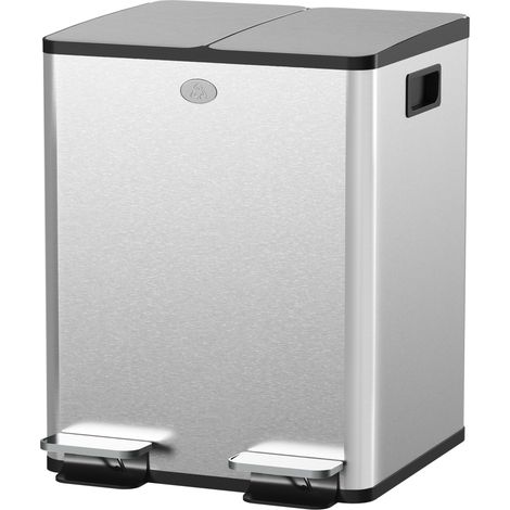 Doppelter Küchenabfalleimer, 2 x 20 l, Deckel mit Soft-Close-Funktion, herausnehmbare Inneneimer mit Griffen