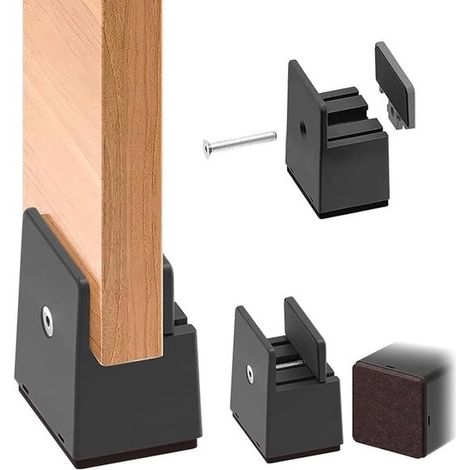 Elevadores de muebles ajustables, juego de 4, construcción robusta de aluminio con protección de fieltro. (1/5)