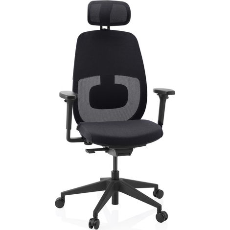 Ergonomischer Bürostuhl Skandis Pro mit Kopfstütze schwarz / Gestell schwarz hjh OFFICE