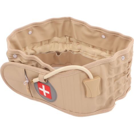 Ceinture de décompression lombaire gonflable - Fonction de traction pour détente musculaire - Matériau TPU - Support lombaire ajustable - Couleur Khaki Argent avec gonfleur