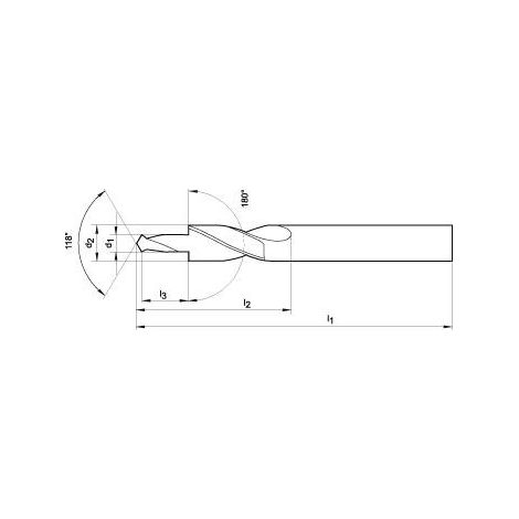 Foret court étagé HSS TiN Trou débouchant 180° M10 GÜHRING 1 PCS (1/5)