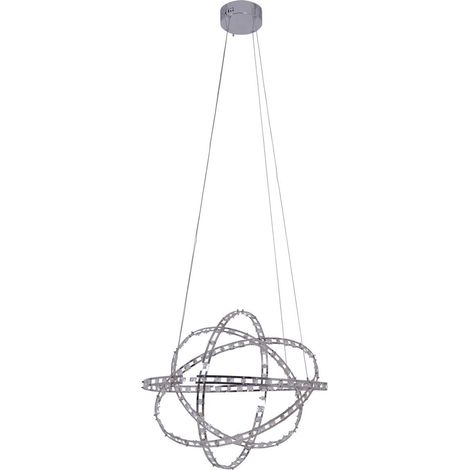 Suspension LED Design Moderne en Métal et Plastique Chrome Ø 60 cm pour Salon et Bureau - PANGIVO (1/5)