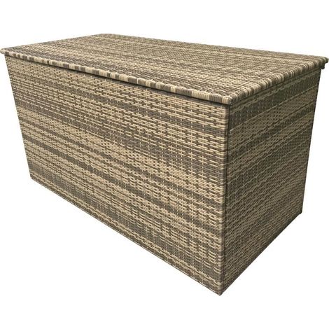 Signature Weave Wicker Medium Cushion Box Garden Storage Chest Natural Brown (1/2)