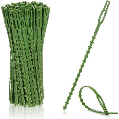 200 bridas de plástico verde para plantas - Estabiliza las plantas - Cinta de sujeción para árboles - Sujetador de 17 cm (1/5)