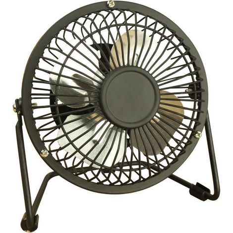 Mini ventilateur de bureau silencieux 10 cm – USB, fer forgé noir – Cadeau, maison