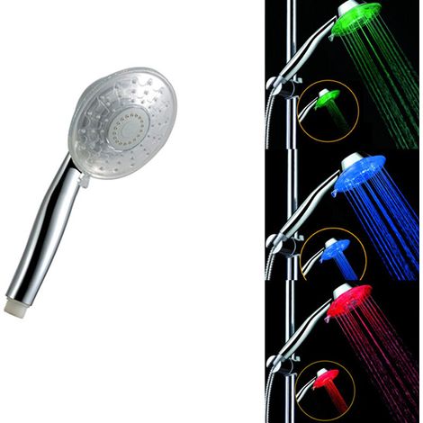 7-farbige LED-Leuchten, runder Duschkopf, einzigartiger, preisgünstiger Regenduschkopf für das Badezimmer zu Hause (1/4)