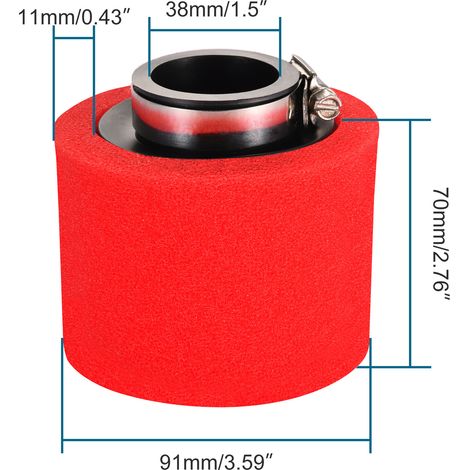 Roter 4-Takt-50-125ccm Offroad-Motorrad-Luftfilter - 10mm Durchmesser: 39mm (Rot) (1/4)