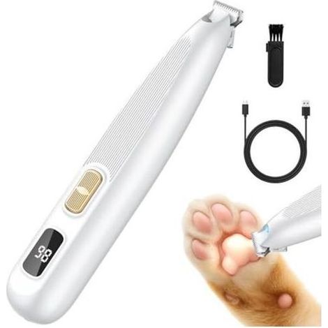Tondeuse pour Pattes Chien Silencieuse, Tondeuse pour Pattes Chien Chat Professionnelle avec Lumière LED, Toilettage pour Animaux Rechargeable par USB pour Pattes, Yeux, Oreilles, Visage, Corps (1/5)
