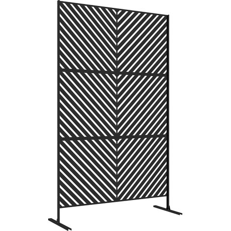 Paravent de jardin 122 x 198 cm, séparation de pièce à motif triangulaire en acier, cloison et support pour balcon et terrasse, noir.