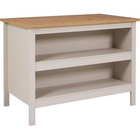 Îlot de Cuisine - Placard de Cuisine - Buffet de Rangement - 2 étagères - Surface mélaminée - Plan de Travail en MDF - L: 124cm - H: 91,5cm - P: 75cm - Emmilia Cashmere et Chêne Artisan (1/5)