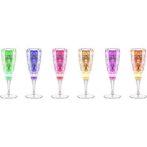 6 Couleurs Verre à Boire de Fête, Verre à Champagne Lumineux 150ML Verre à Cocktail LED pour Fête, Mariage, Bar (1/5)