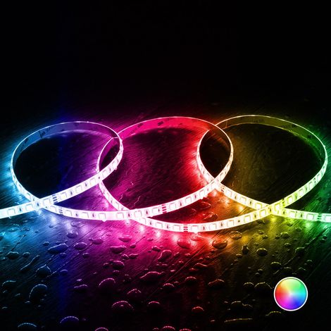 Ruban LED 24V RGB SMD 60 LED/m 5m 10W/m Largeur 10mm Coupe 10cm IP65 RGB