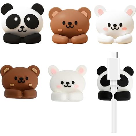 Organizzatori di cavi da scrivania autoadesivi con design a tema animale per la gestione di cavi, chiavi e spazzole, con clip incluse (panda, orso, coniglio) (1/2)