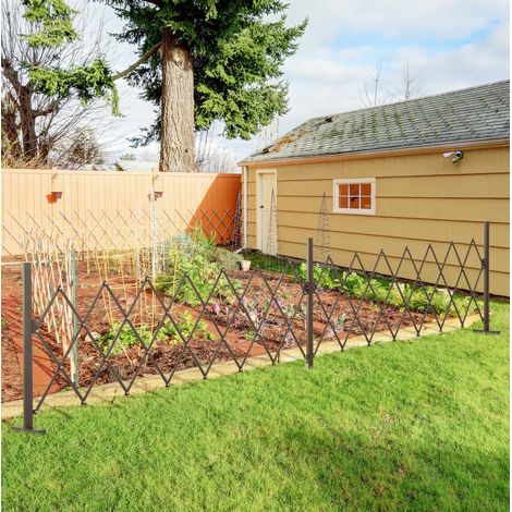 Grille accordéon extensible 52-405 cm, jardin, aluminium, marron foncé, H103,5 cm (1/5)