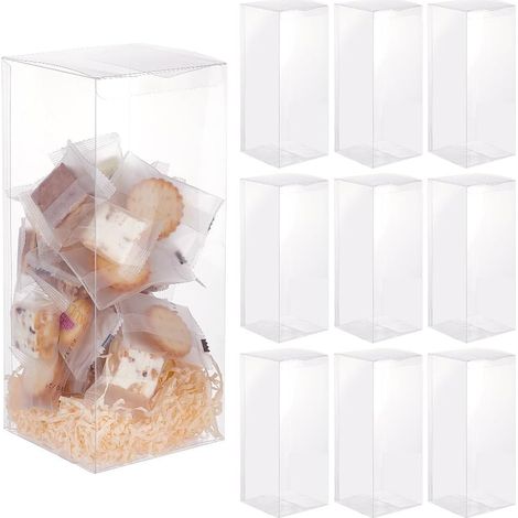 10 rechteckige Aufbewahrungsboxen aus PVC (10 x 10 x 25 cm), ideal als Geschenkverpackung für Süßigkeiten, Hochzeiten, Valentinstag und Geburtstagsfeiern (1/5)