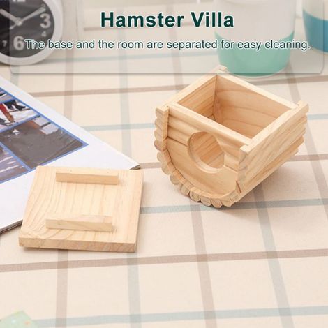 Shipenophy Hamster House Hamster jouet en bois Villa maison en bois naturel échelle arquée Hamster Hideout House animalerie jouet (1/5)